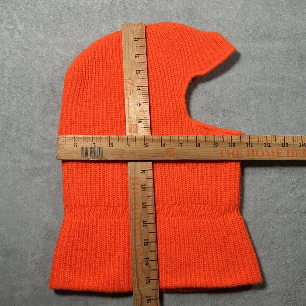 Vintage Y2K 2000s Ski Mask Balaclava Fleece Striped Orange Worker Corduroy Snow - Picture 9 of 11
